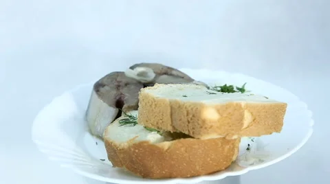 Mackerel with bread Stock Footage 61917355
