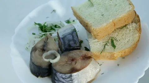 Mackerel with bread Stock Footage 61917803