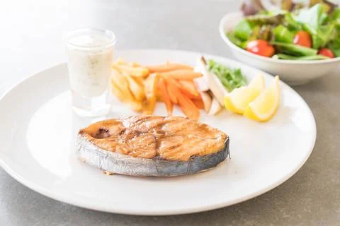 Mackerel fish steak Stock Photos
