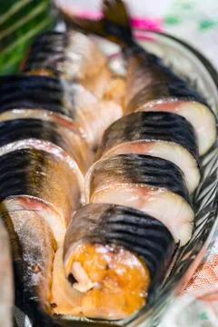 Mackerel on a plate Stock-Fotos