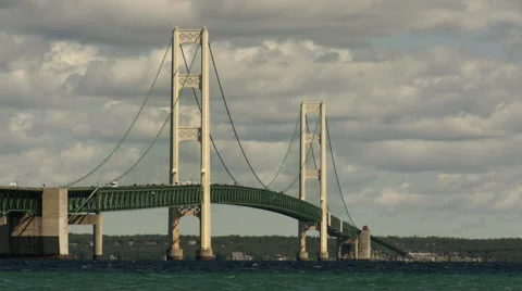 Mackinac Bridge Time Lapse 08-06-2010 Stock Footage 46160939