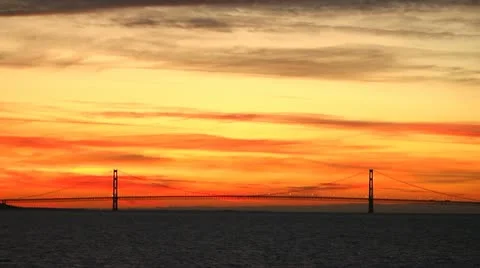 Mackinac Bridge timelapse at Sunset Stock Footage 10832096