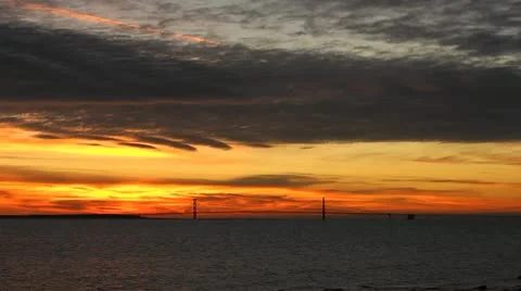 Mackinac Bridge timelapse at Sunset Stock Footage 10832181