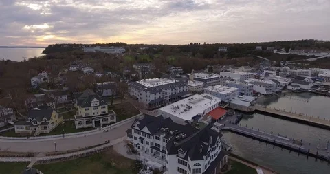 Mackinac Island from the Air Stock Footage 112800111