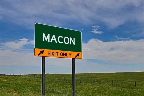 MACON US Highway Exit Only Sign Stock Photos