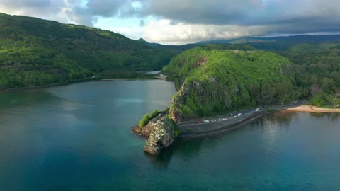 Maconde beach bathing in beautiful sunlight with amazing surrounding landscape Video stock 169948627