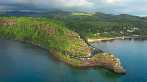 Maconde beach bathing in beautiful sunlight with amazing surrounding landscape Stock Footage 171554676