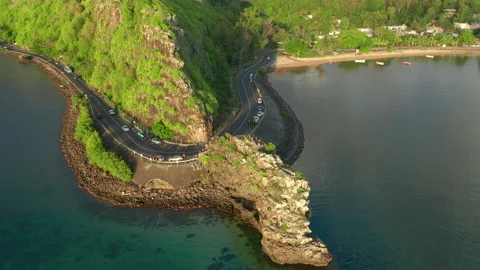Maconde beach bathing in beautiful sunlight with amazing surrounding landscape Video stock 171606907