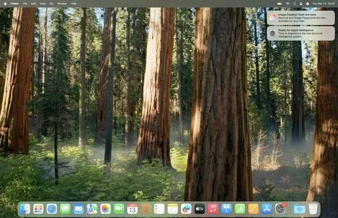MacOS Desktop with Apps on MacBook Pro M4 Max Stock Photos