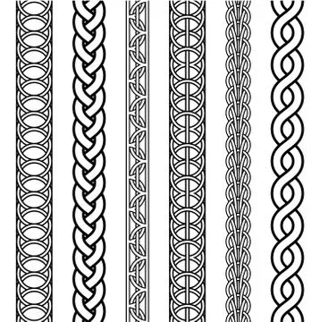 Macrame crochet weaving braid knot knit, vector knitted braided pattern of Stock Illustration