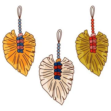 Macrame decoration hanging vector doodle illustration isolate on white Stock Illustration