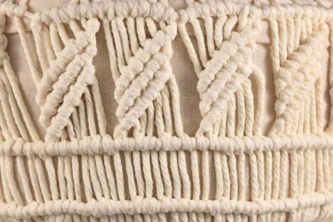 Macrame a form of textile produced using knotting techniques 库存照片