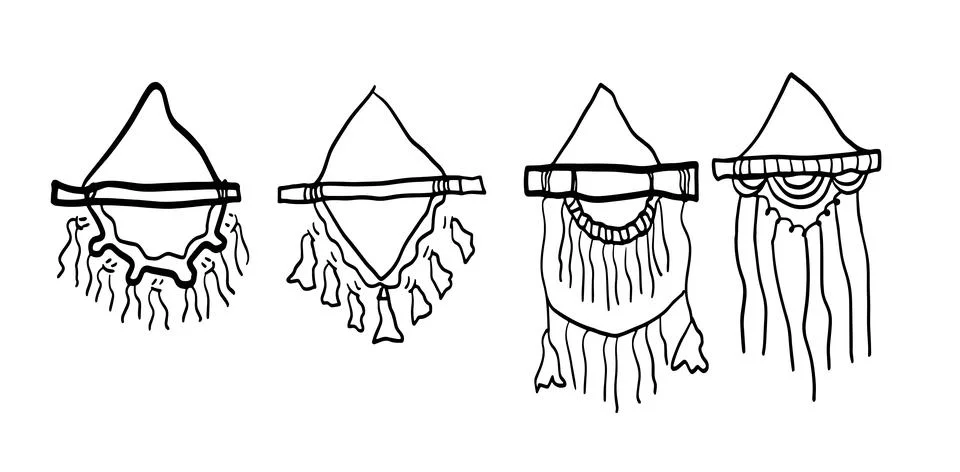 Macramé Hand-Drawn Set | Doodle for Craft Designs Stock Illustration