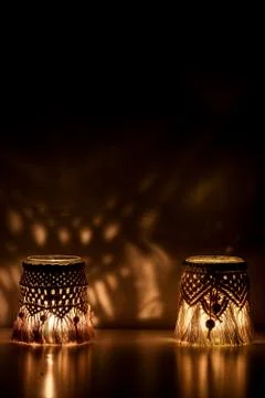 Macrame hand woven lantern Stock Photos