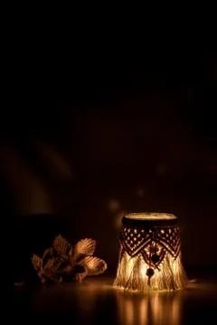 Macrame hand woven lantern Stock Photos