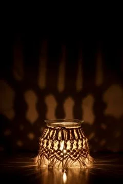 Macrame hand woven lantern Stock Photos