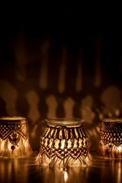 Macrame hand woven lantern Stock Photos