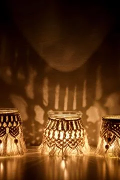 Macrame hand woven lantern Stock Photos