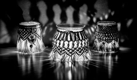 Macrame hand woven lantern Stock Photos