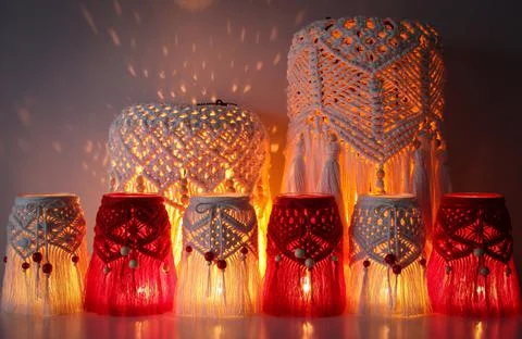Macrame hand woven lanterns Stock Photos