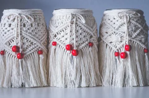 Macrame hand woven lanterns Stock Photos