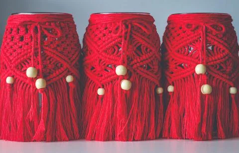 Macrame hand woven lanterns Stock Photos