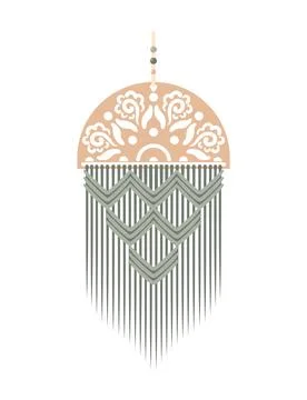 Macrame panels, boho. Handmade. Hobbies, interests. Interior design, decor イラスト素材