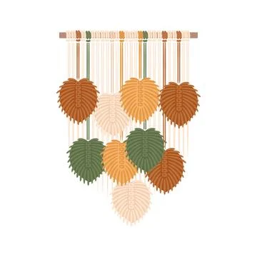Macrame panels, boho. Handmade. Hobbies, interests. Interior design, decor Stock Illustration