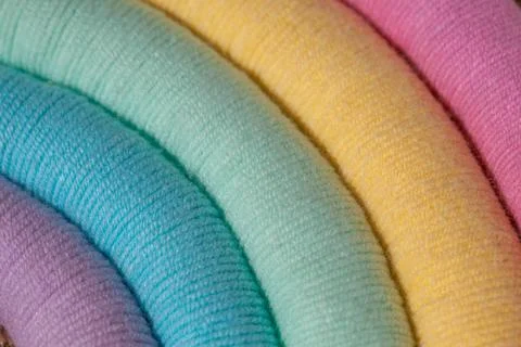 Macrame Rainbow, thread colorful texture Stock Photos