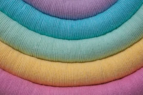 Macrame Rainbow, thread colorful texture Stock Photos