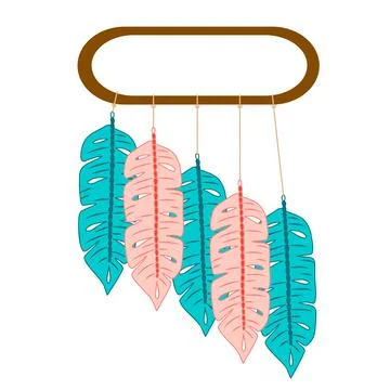 Macrame wall hanging. Bohemian style wall decor, boho wall decor. Vector Stock Illustration