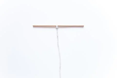 Macrame weaving. step by step instructions securing the cord on the basis of Stock Photos