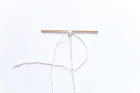 Macrame weaving. step-by-step instructions for the square node. Step 7 Do it  Stock Photos