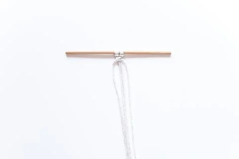 Macrame weaving. step-by-step instructions for the square node. Step 10 Do it Stock Photos