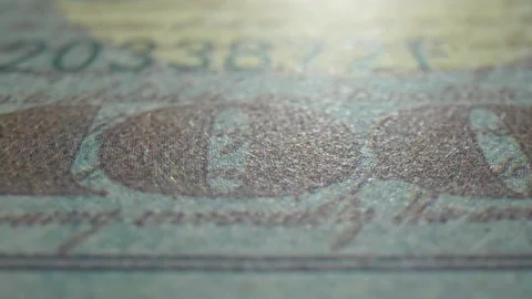A macro on a 100 American dollar bill. 4K. Stock Footage 263699202