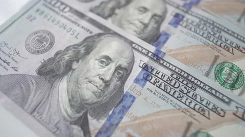 Macro 100 American Dollar Bills. Stock Footage 175335036