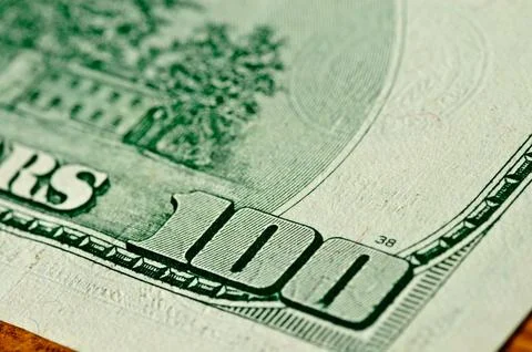 Macro of 100 dollars Stock Photos