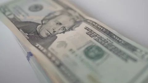 Macro 20 American Dollar  Banknotes. Stock Footage 175332464