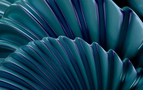 Macro 3D Deep Navy Blue Glossy Segmented Spiral Shell Background Illustrazione stock