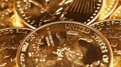 Macro 4K video of the words United States of America on gold coin Stock Footage 65995648