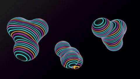 Macro Abstract background with neon fluid transformation on a black background Stock Footage 128531495