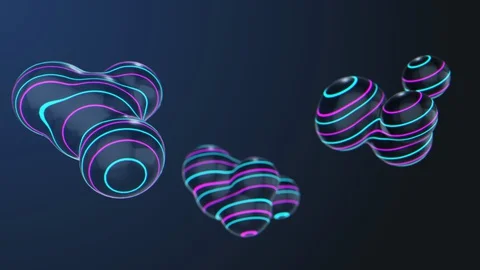 Macro Abstract background with neon fluid transformation on a black background Stock Footage 128534060