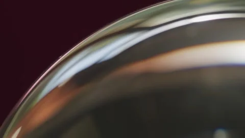 Macro Abstract Glass Orb Reflecting Light, Close Up Видео 345688555