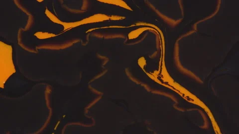 Macro Abstract Movements in Yellow and Black Paint Stock Footage 208762014