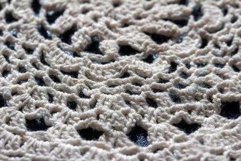 Macro abstract texture background of a crocheted doily Stock Photos