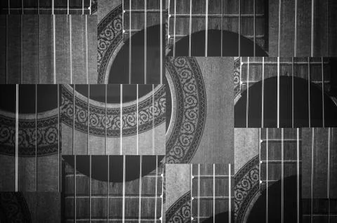 Macro of the Acoustic Guitar Strings Stock Illustration