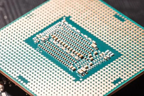 Macro and closeup image of CPU and motherboard Stock Photos