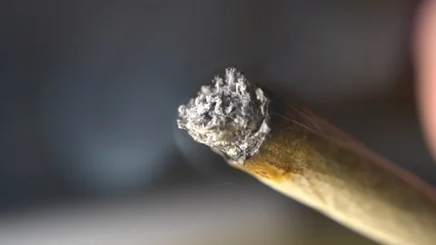 Macro and Slow Motion of a Burning Cannabis Joint Stock Footage 120084290