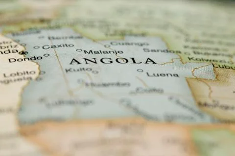 Macro of Angola on a globe Stock Photos