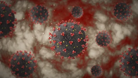 Macro animation of Coronavirus cells, attacking internal organs. Stock-Footage 127100483